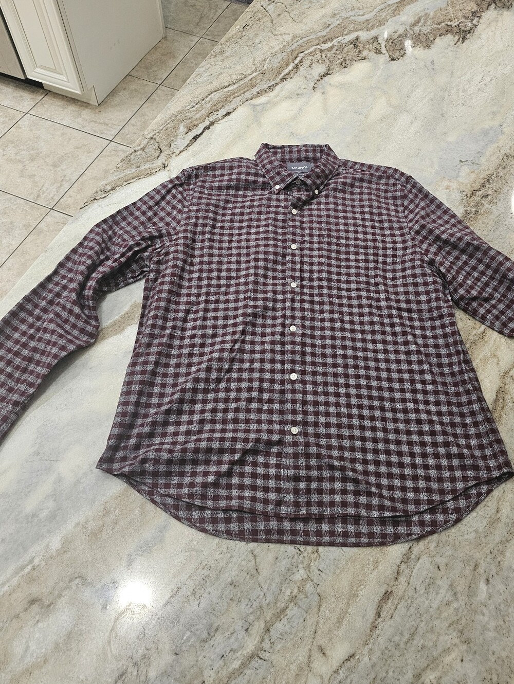 Bonobos Standard Fit Flannel Shirt Men's XL Gray Burgundy Buffalo Plaid